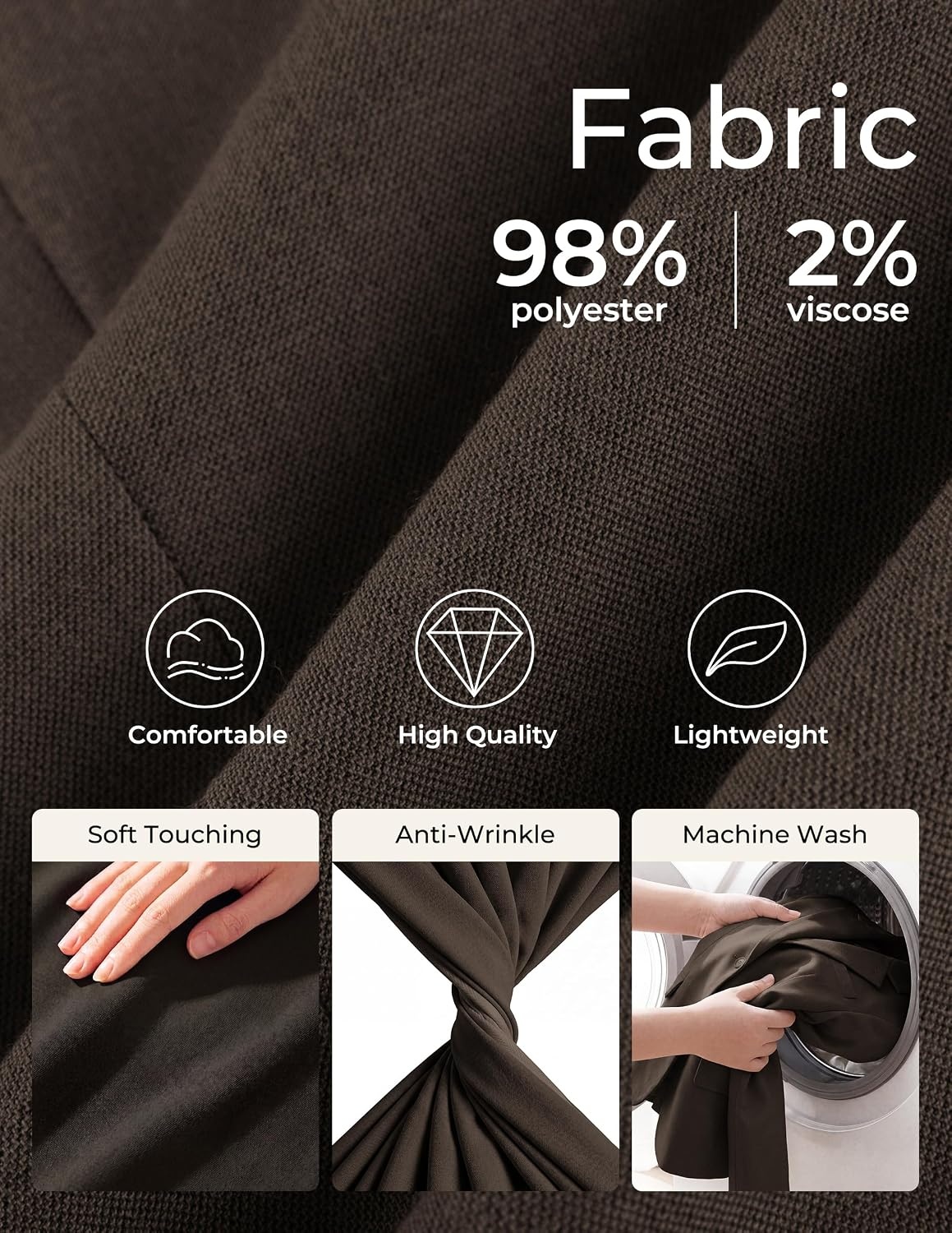 image:imagePJ PAUL JONES Mens Slim Fit Suit 2 Piece Casual Suit Set Two Button Blazer Pants Set Business Vintage Party WeddingDark Brown