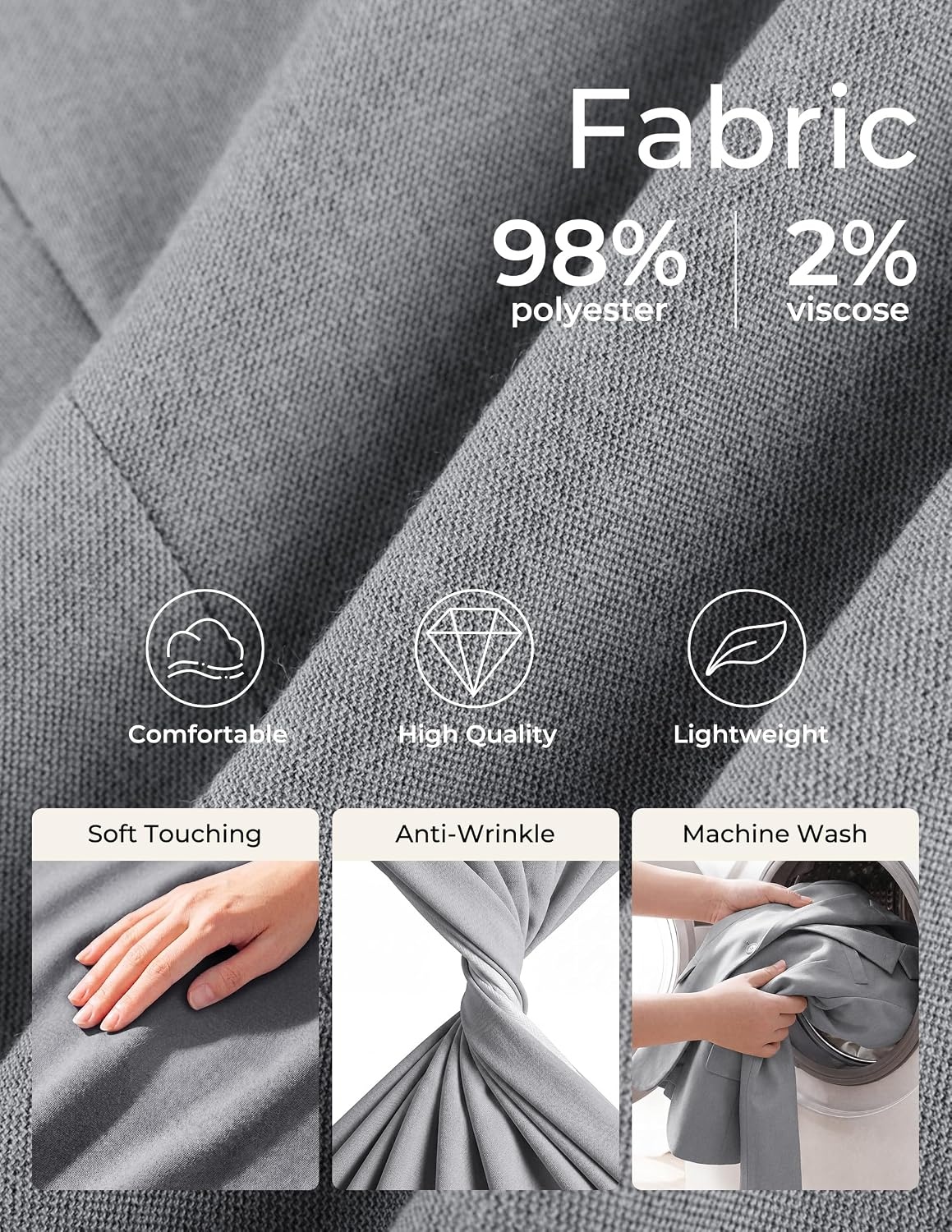 image:imagePJ PAUL JONES Mens Slim Fit Suit 2 Piece Casual Suit Set Two Button Blazer Pants Set Business Vintage Party WeddingGray