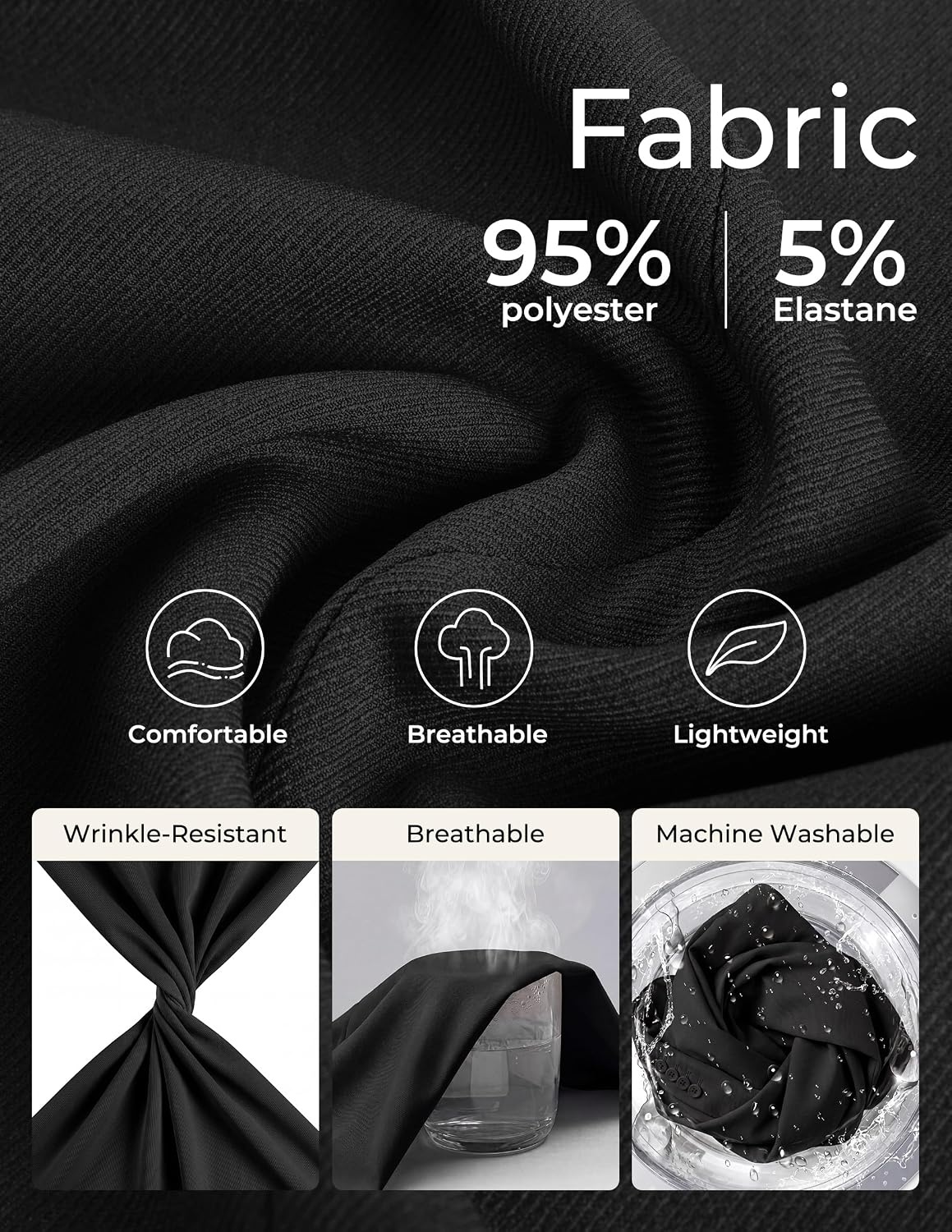 image:imagePJ PAUL JONES Mens Suit 2 Piece Classic Fit Suit Set Two Button Business Blazer Jacket Pants Set Wedding PromBlack