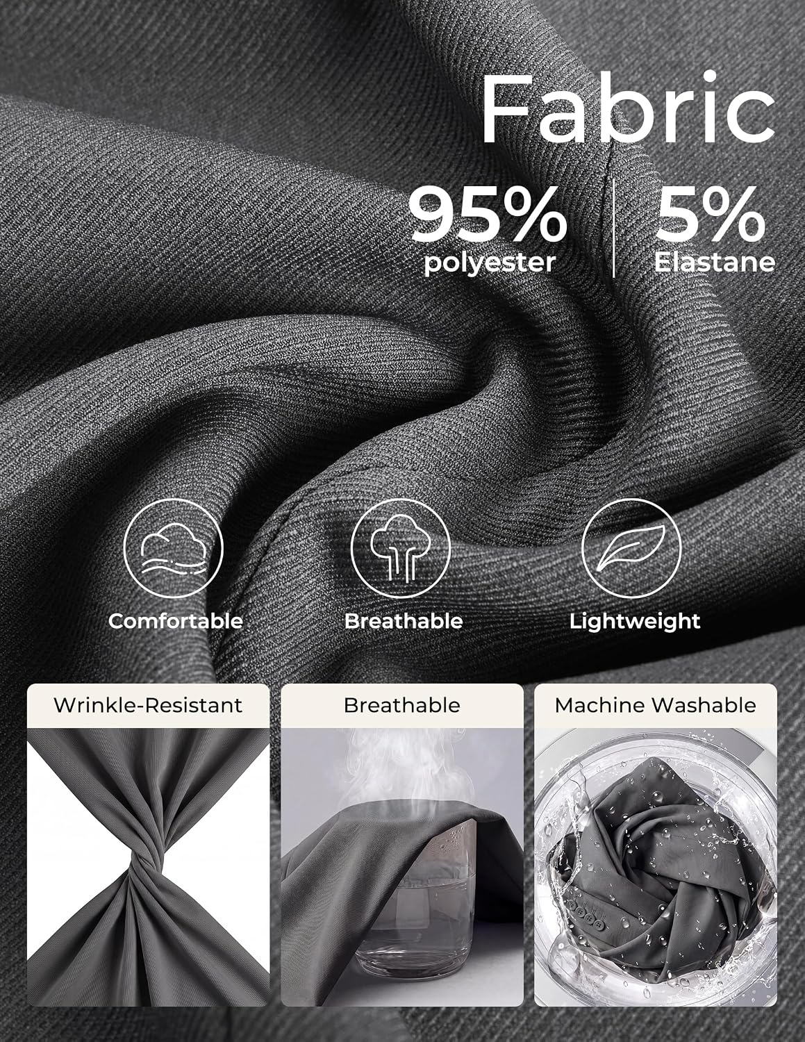 image:imagePJ PAUL JONES Mens Suit 2 Piece Classic Fit Suit Set Two Button Business Blazer Jacket Pants Set Wedding PromDark Gray
