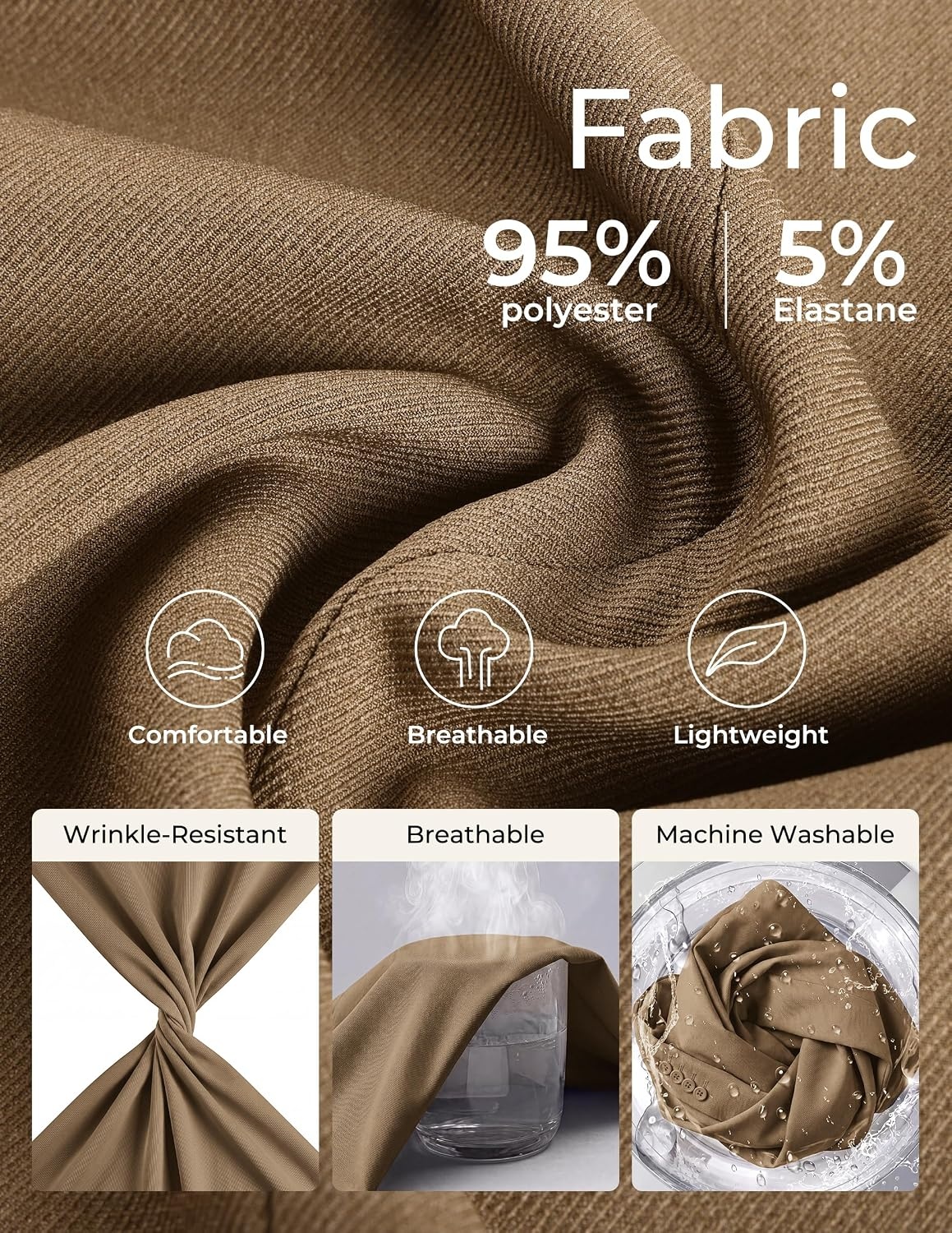 image:imagePJ PAUL JONES Mens Suit 2 Piece Classic Fit Suit Set Two Button Business Blazer Jacket Pants Set Wedding PromKhaki