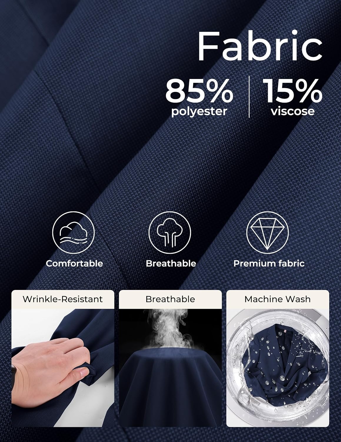 image:imagePJ PAUL JONES Mens Suit Jacket Business Casual Blazer Slim Fit Sport Coats Stretchy Skinfriendly Durable fabric Suit Jacket with pocket Two button blazer jacket for work party wedding dinnerNavy Blue