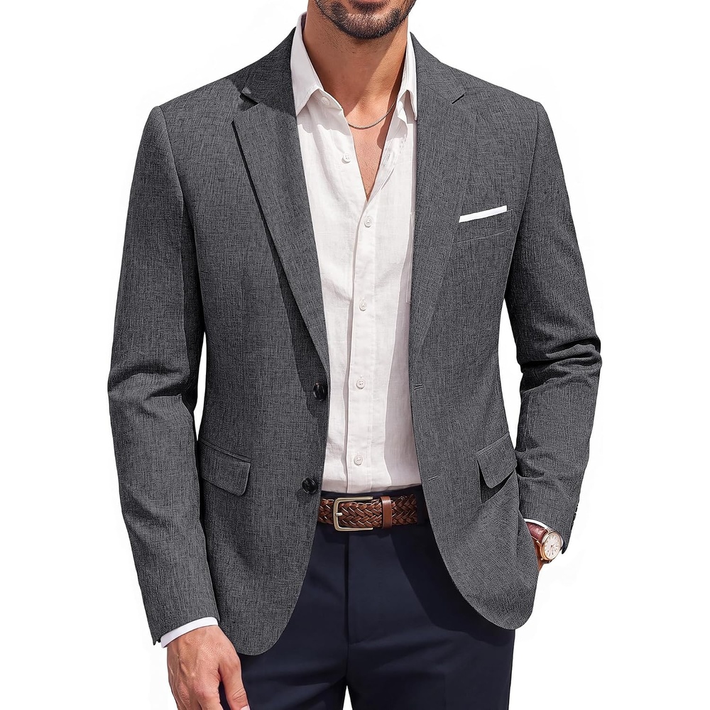 image:imagePJ PAUL JONES Mens Blazer Casual Lightweight Sport Coat Texture Suit JacketDark Gray