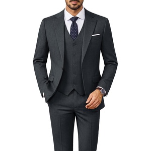 PJ PAUL JONES 3 Piece Suits for Men Slim Fit Suit Set Dress Business Tuxedo | Soft durable fabric, Stretch, Adjustable waist belt, Machine washable, One button jacket vest pant suit for wedding prom(Dark Gray)