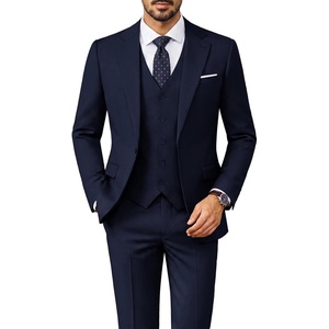 PJ PAUL JONES 3 Piece Suits for Men Slim Fit Suit Set Dress Business Tuxedo | Soft durable fabric, Stretch, Adjustable waist belt, Machine washable, One button jacket vest pant suit for wedding prom(Navy Blue)