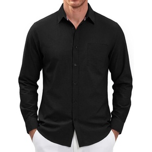 PJ PAUL JONES Mens Dress Shirts Casual Button Down Untucked Shirts for Men | Long Sleeve, Wrinkle Free, Business Casual, Lightweight, Suitable for office/work/travel, Similar to Oxford cloth(Black)