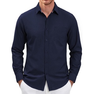 PJ PAUL JONES Mens Dress Shirts Casual Button Down Untucked Shirts for Men | Long Sleeve, Wrinkle Free, Business Casual, Lightweight, Suitable for office/work/travel, Similar to Oxford cloth(Navy)