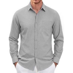 PJ PAUL JONES Mens Dress Shirts Casual Button Down Untucked Shirts for Men | Long Sleeve, Wrinkle Free, Business Casual, Lightweight, Suitable for office/work/travel, Similar to Oxford cloth(Light Gray)