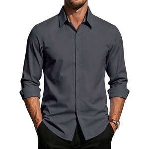PJ PAUL JONES Mens Dress Shirts Long Sleeve Button Down Shirt Stretch Wrinkle Free Untucked Shirts for Men Business Casual(Medium Gray)