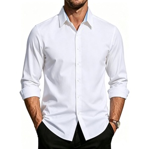 PJ PAUL JONES Mens Dress Shirts Long Sleeve Button Down Shirt Stretch Wrinkle Free Untucked Shirts for Men Business Casual(White)