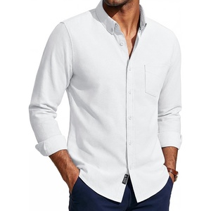 PJ PAUL JONES Mens Oxford Shirt Long Sleeve Button Down Shirt Cotton Untucked Dress Shirts for Men Business Casual(White)