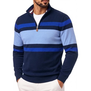 PJ PAUL JONES Mens Quarter Zip Pullover Sweater | 1/4 Zip,Mock Neck, Long Sleeve Sweaters, Lightweight Soft Tops, Business Casual Work Office Outfits, Fall Winter 2026 Clothes(Navy Sky Blue)
