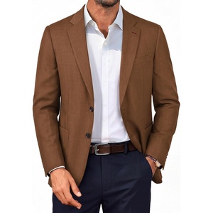 PJ PAUL JONES Men’s Slim Fit Blazer Business Lightweight Casual Suit Jacket | Soft stretchy fabric,two buttons, blazer for wedding work travel,solid sport coat with pockets,formal dress blazer jacket(Coffee)
