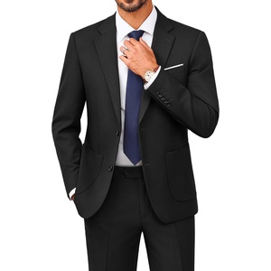 PJ PAUL JONES Mens Suit 2 Piece Classic Fit Suit Set Two Button Business Blazer Jacket Pants Set Wedding Prom(Black)