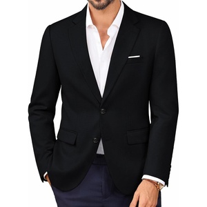 PJ PAUL JONES Mens Suit Jacket Business Casual Blazer Slim Fit Sport Coats | Stretchy, Skin-friendly, Durable fabric, Suit Jacket with pocket, Two button blazer jacket for work party wedding dinner(Black)