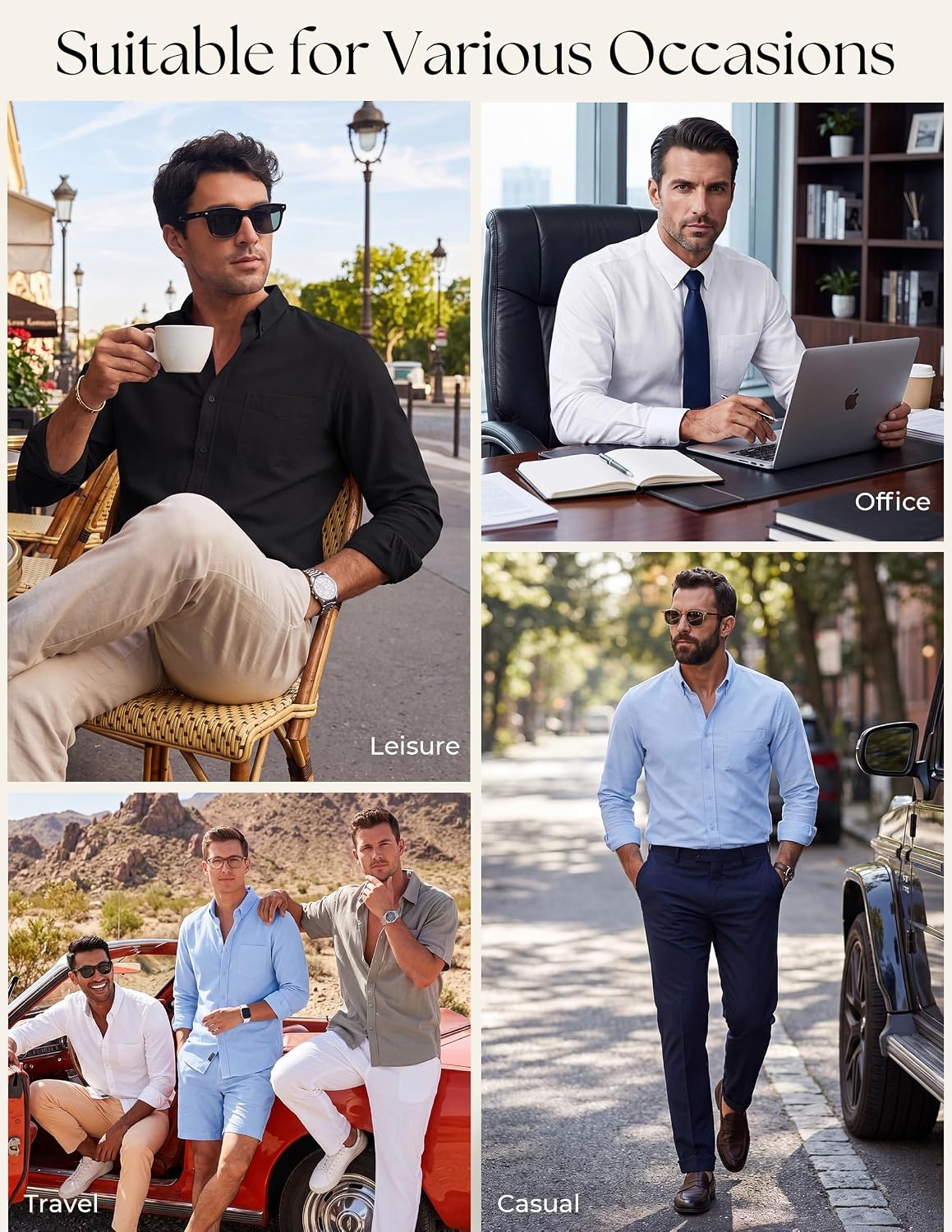 image:imagePJ PAUL JONES Mens Oxford Shirt Long Sleeve Button Down Shirt Untucked Hem Regular Fit ButtonDown Collar Adjustable Cuffs Breathable Chest Pocket Suit for Casual Business WorkWine Red