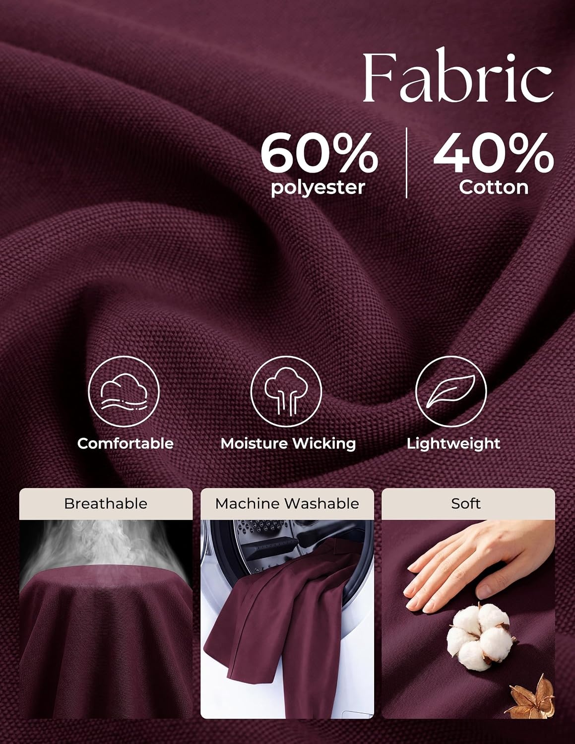image:imagePJ PAUL JONES Mens Oxford Shirt Long Sleeve Button Down Shirt Untucked Hem Regular Fit ButtonDown Collar Adjustable Cuffs Breathable Chest Pocket Suit for Casual Business WorkWine Red