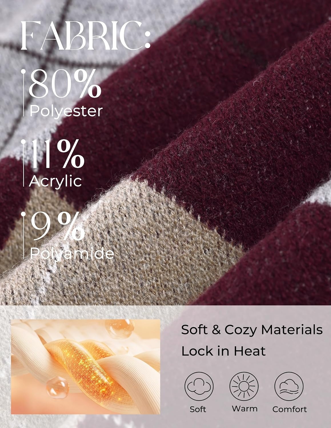 image:imagePJ PAUL JONES Mens Argyle Sweater Vest VNeck Vintage Knit Vest Contrast Plaid Pattern Sleeveless Pullover Knit Classic Vintage Design Business Casual Style Spring Fall Winter LayeringWine