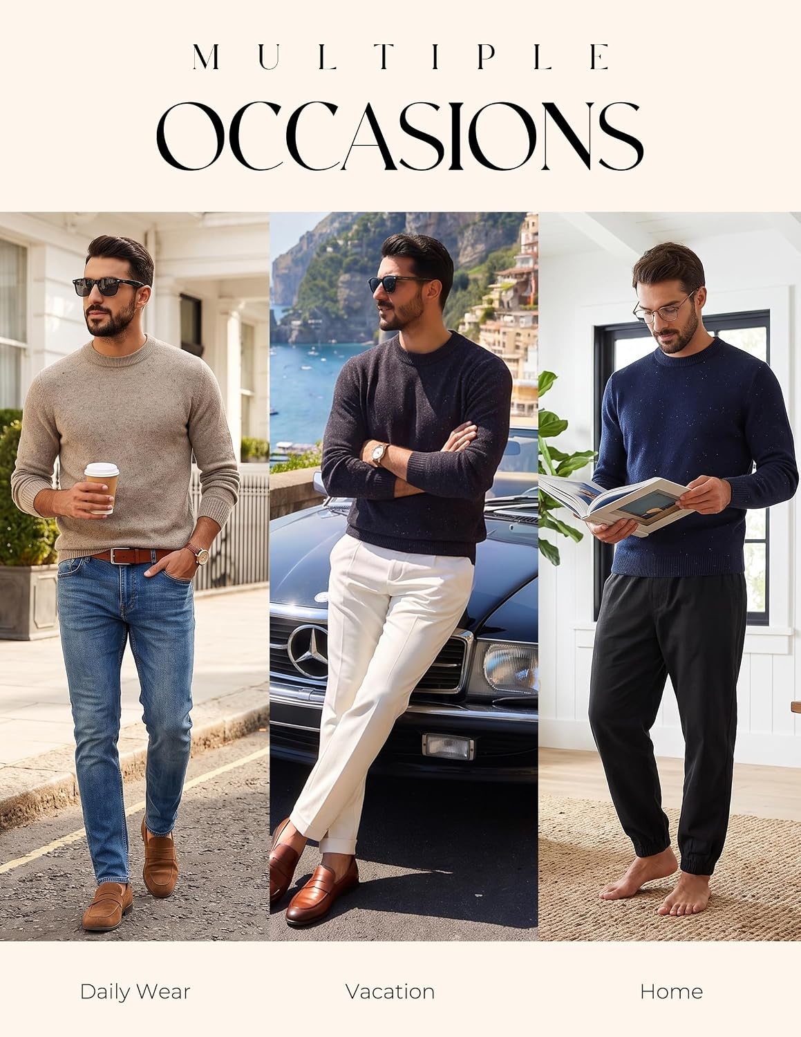 image:imagePJ PAUL JONES Mens Crewneck Sweater Lightweight Knit Pullover SweatersApricot