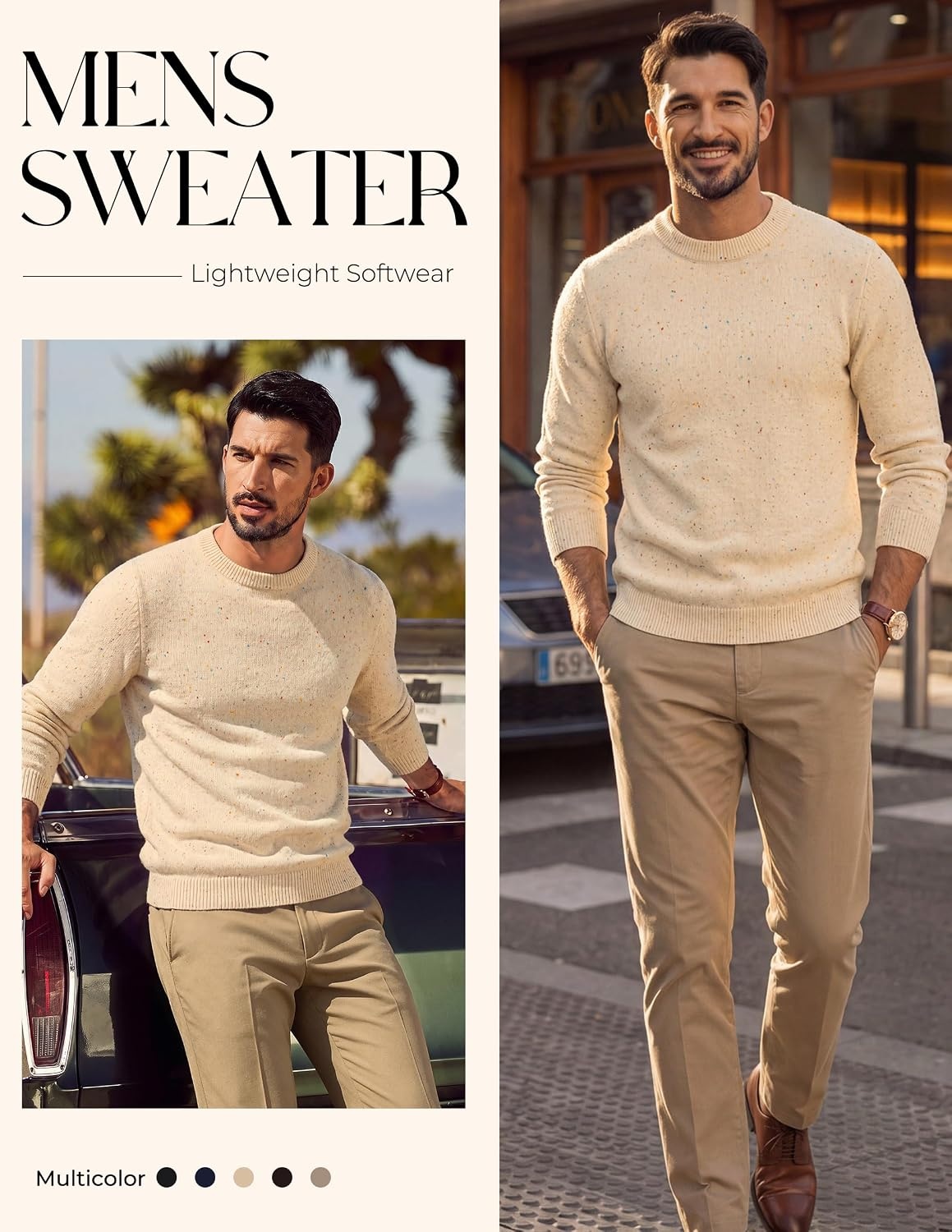 image:imagePJ PAUL JONES Mens Crewneck Sweater Lightweight Knit Pullover SweatersApricot