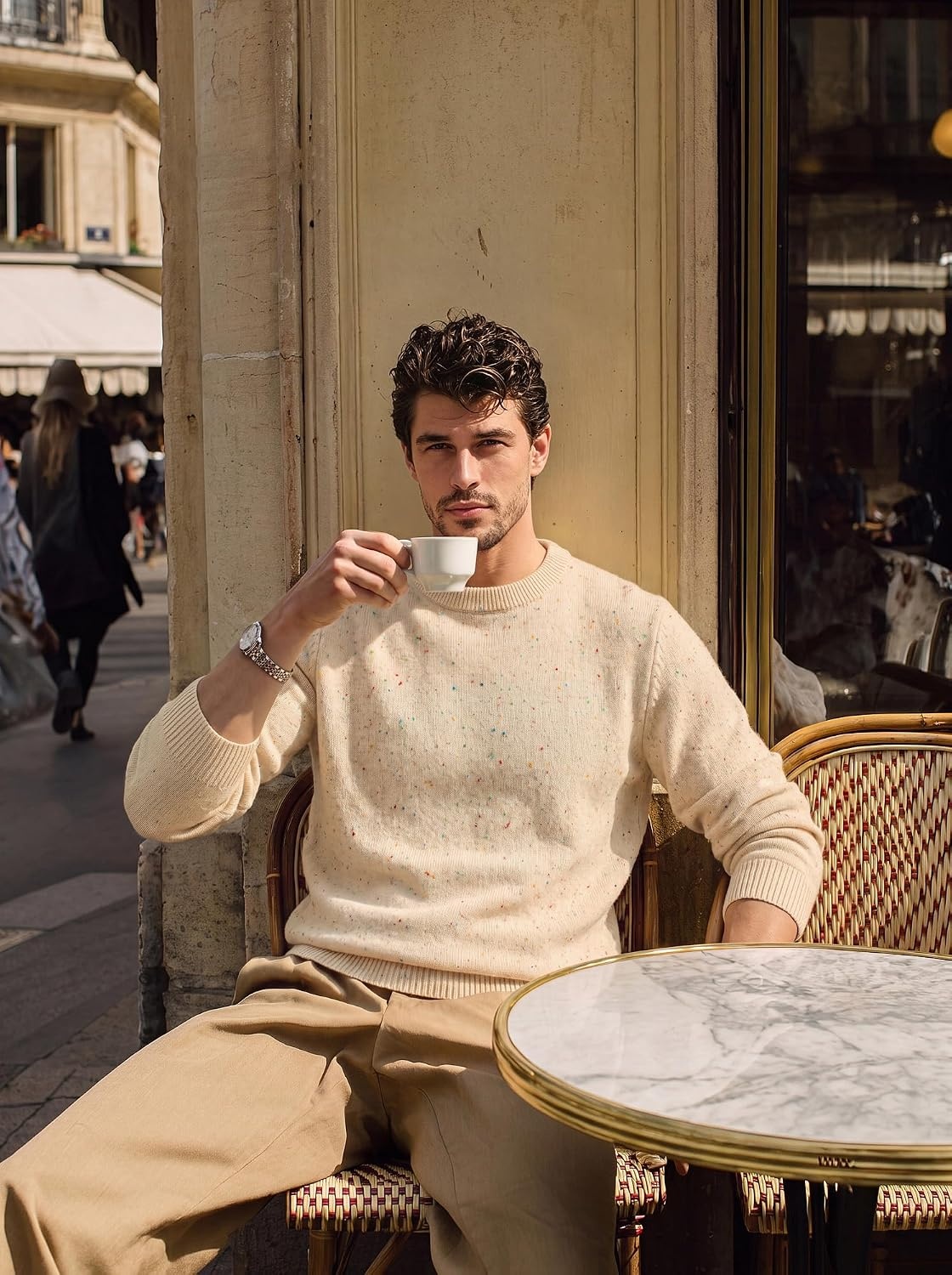 image:imagePJ PAUL JONES Mens Crewneck Sweater Lightweight Knit Pullover SweatersApricot
