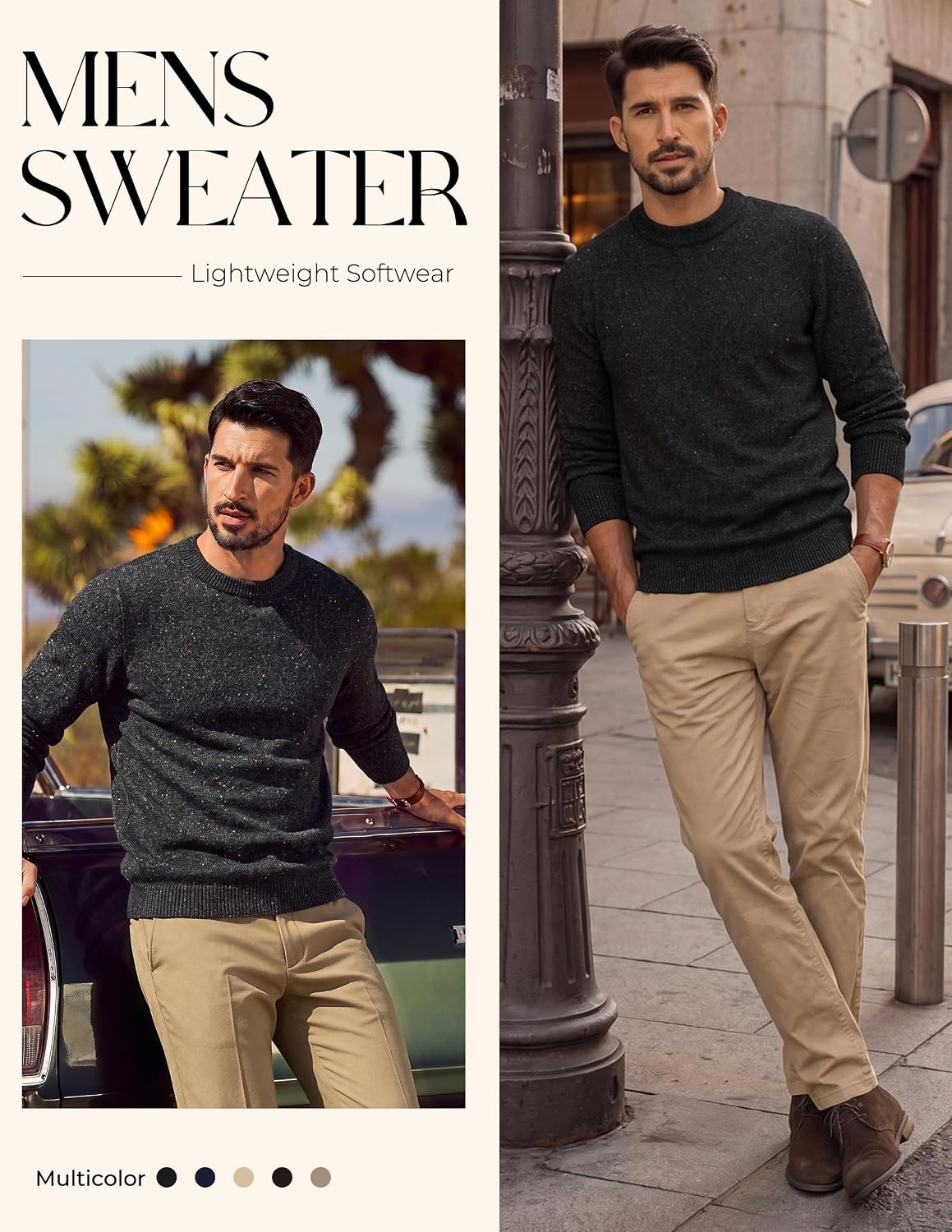 image:imagePJ PAUL JONES Mens Crewneck Sweater Lightweight Knit Pullover SweatersBlack
