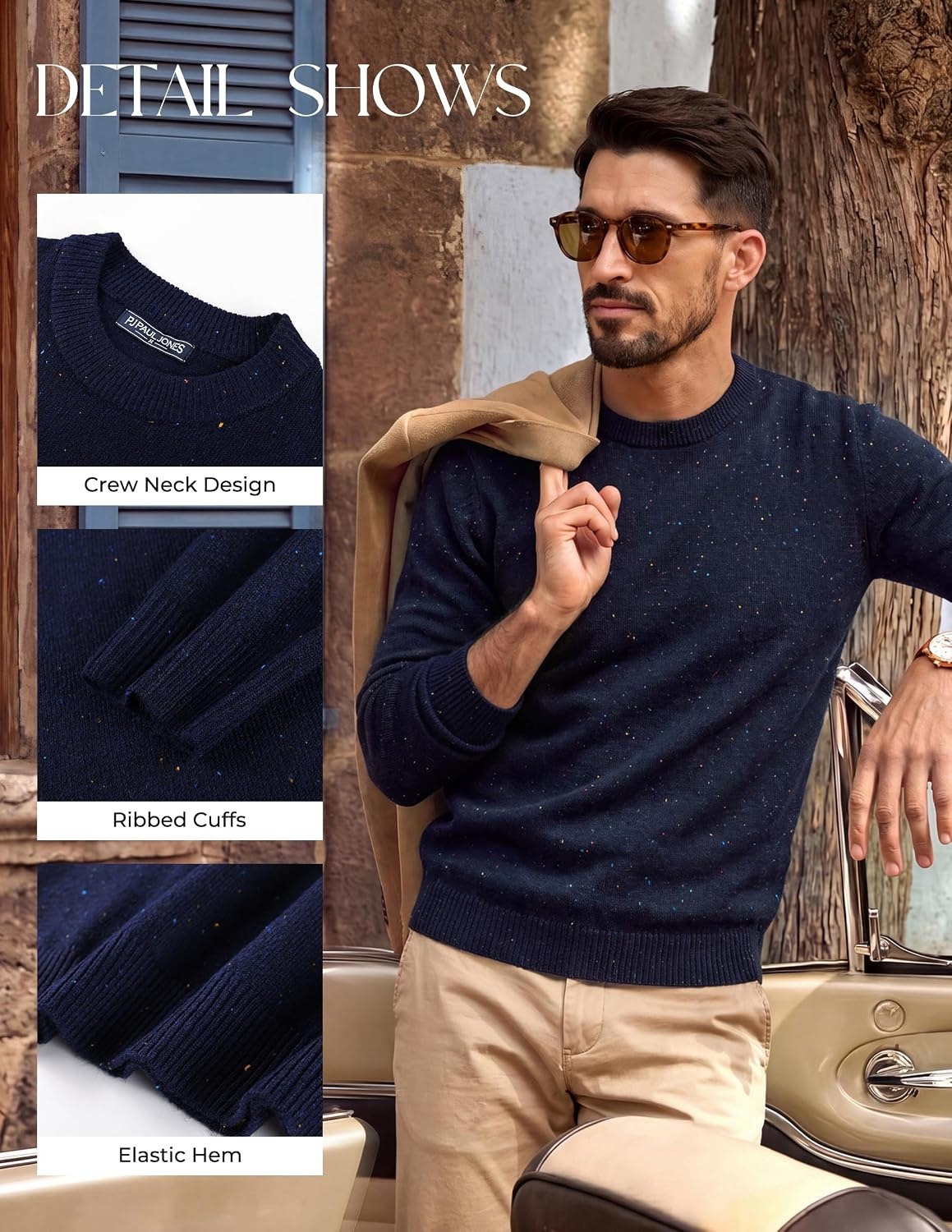 image:imagePJ PAUL JONES Mens Crewneck Sweater Lightweight Knit Pullover SweatersNavy Blue