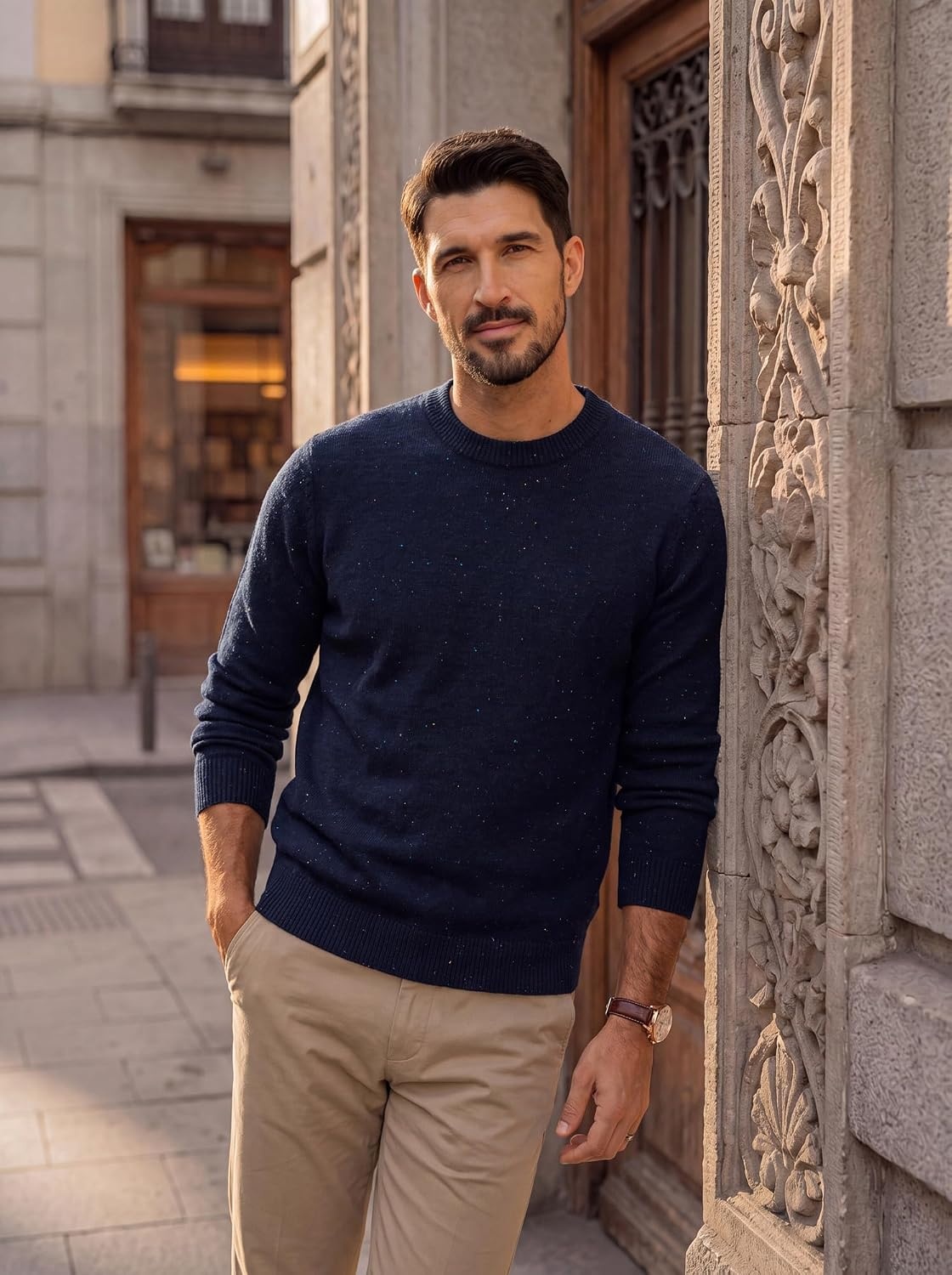 image:imagePJ PAUL JONES Mens Crewneck Sweater Lightweight Knit Pullover SweatersNavy Blue