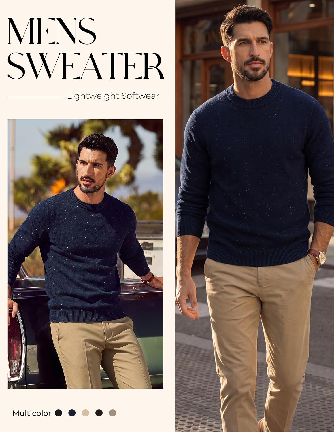 image:imagePJ PAUL JONES Mens Crewneck Sweater Lightweight Knit Pullover SweatersNavy Blue