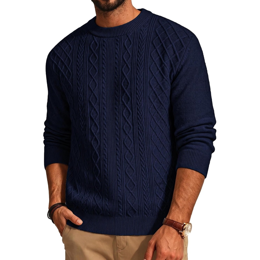 image:imagePJ PAUL JONES Mens Knitted Sweaters Textured Crew Neck PulloverNavy Blue