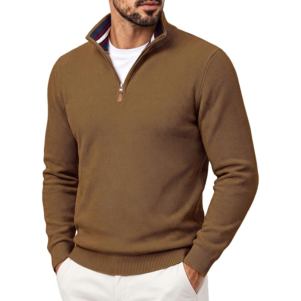 image:imagePJ PAUL JONES Mens Quarter Zip Pullover SweaterCoffee