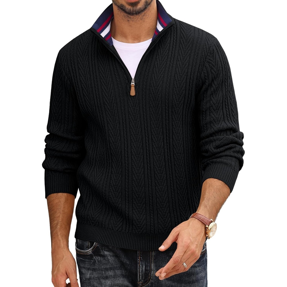 image:imagePJ PAUL JONES Mens Quarter Zip Sweaters Knit PulloverBlack