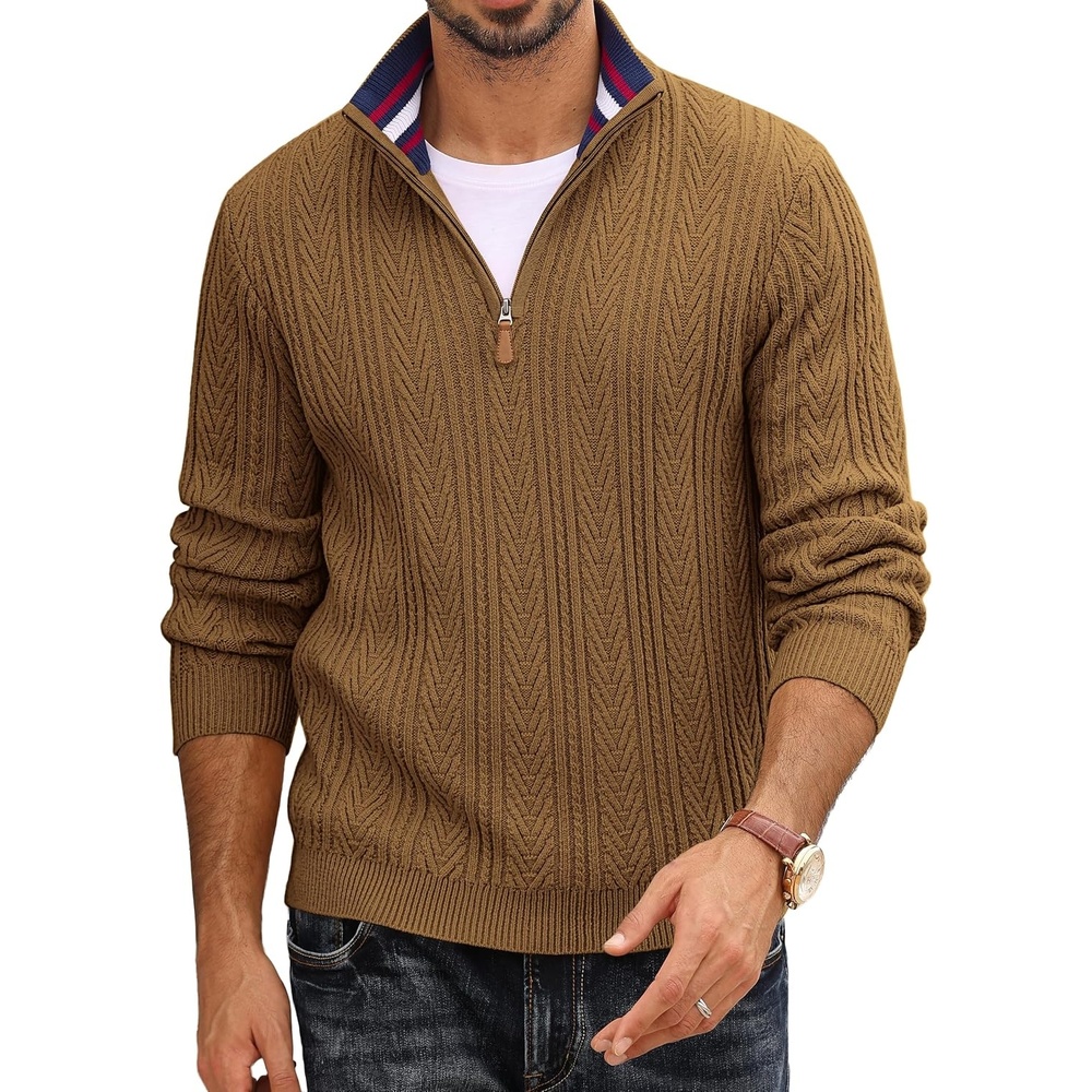 image:imagePJ PAUL JONES Mens Quarter Zip Sweaters Knit PulloverBrown