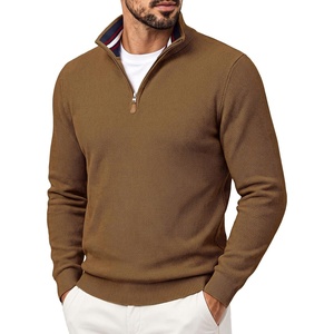 PJ PAUL JONES Mens Quarter Zip Pullover Sweater(Coffee)