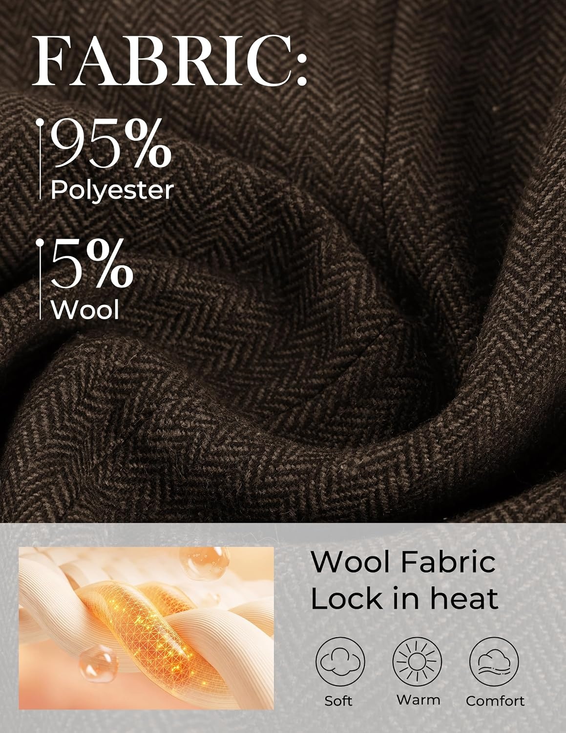 image:imagePJ PAUL JONES Mens 2 Piece Suits Wool Blend Tweed Herringbone Suit SetBrown