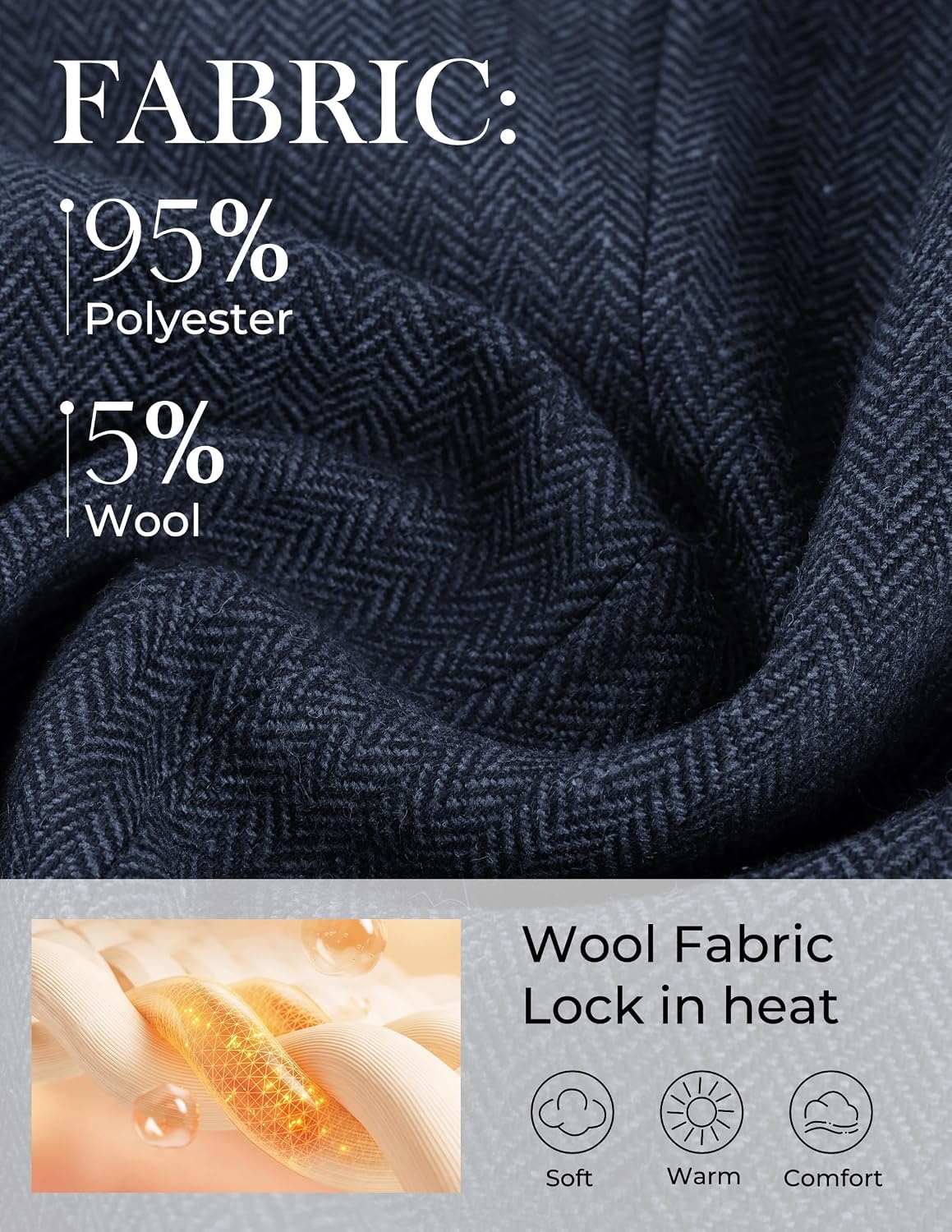 image:imagePJ PAUL JONES Mens 2 Piece Suits Wool Blend Tweed Herringbone Suit SetNavy Blue