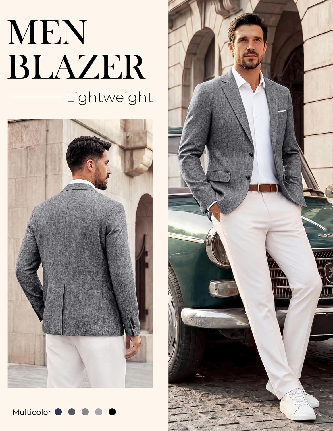 image:imagePJ PAUL JONES Mens Blazer Casual Lightweight Texture Sport Coat JacketFlower Gray