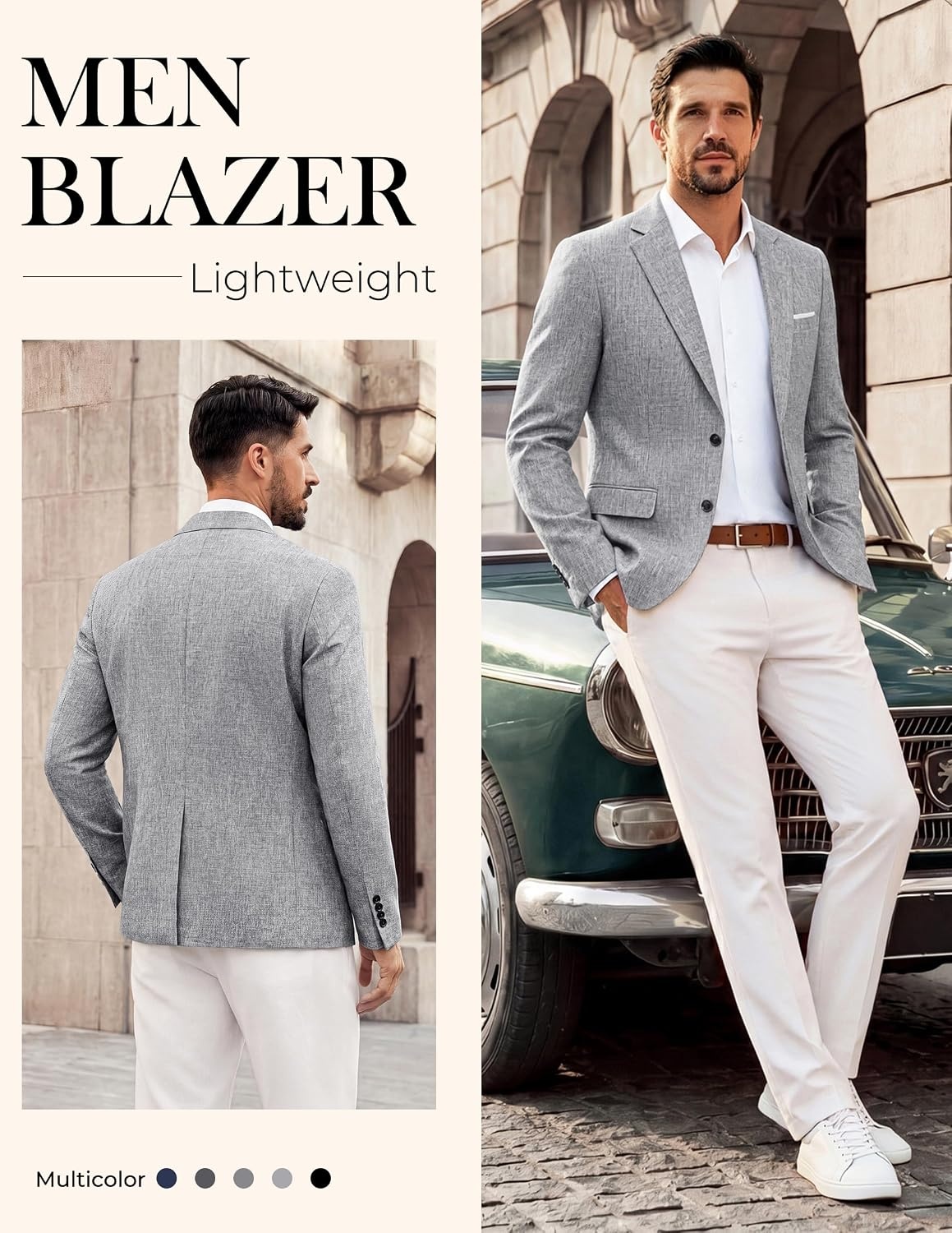 image:imagePJ PAUL JONES Mens Blazer Casual Lightweight Texture Sport Coat JacketLight Gray