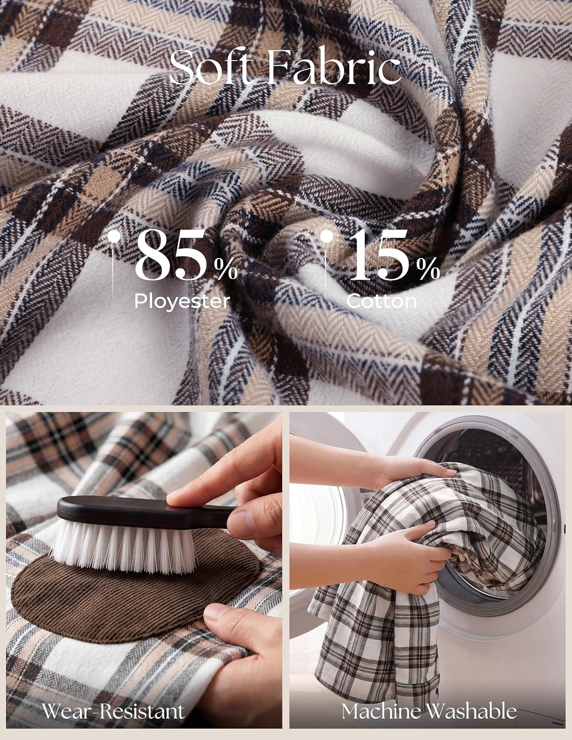 image:imagePJ PAUL JONES Mens Cotton Flannel Long Sleeve Button Down Plaid Work ShirtKhaki Brown Paid
