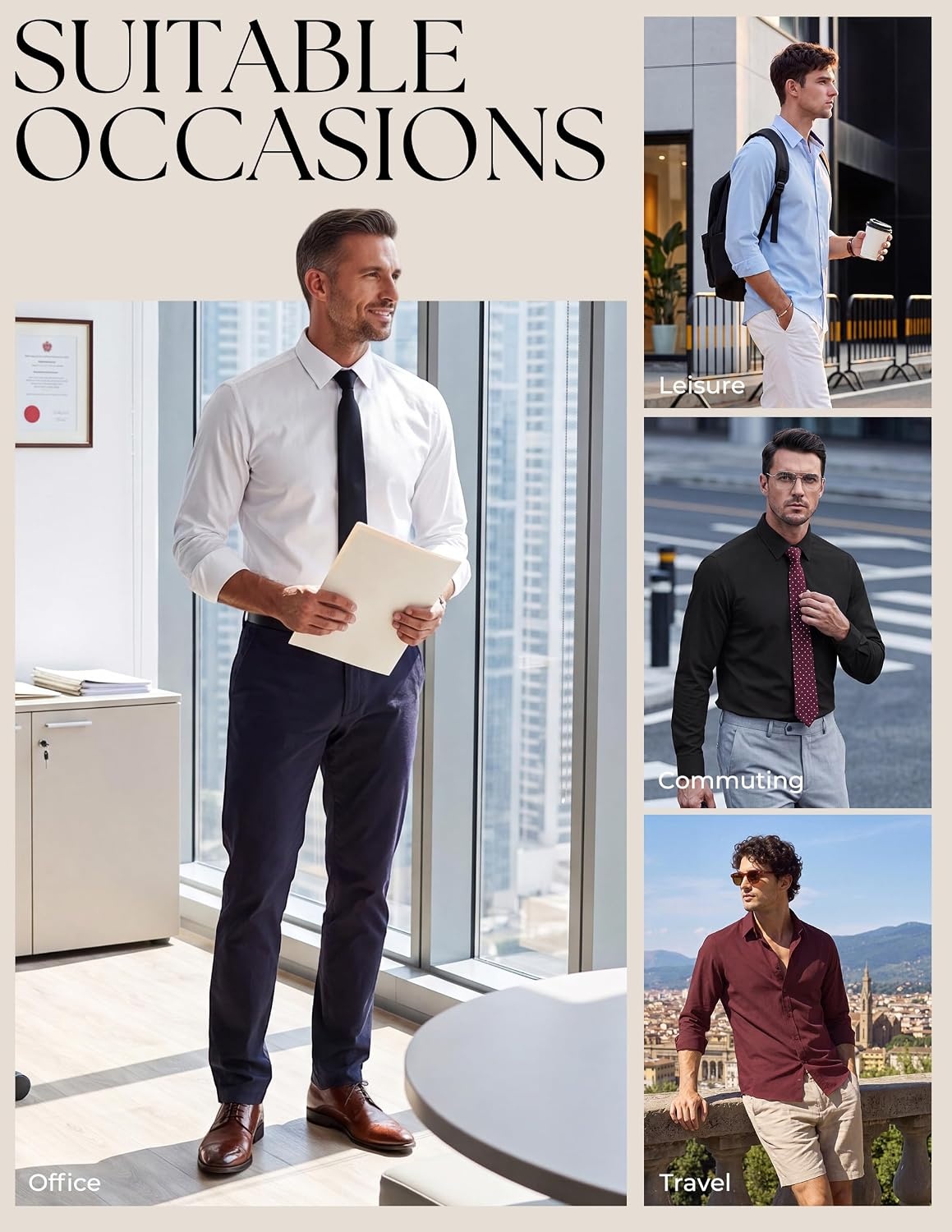 image:imagePJ PAUL JONES Mens Dress Shirts Long Sleeve Wrinkle Free Button Down ShirtNavy Blue