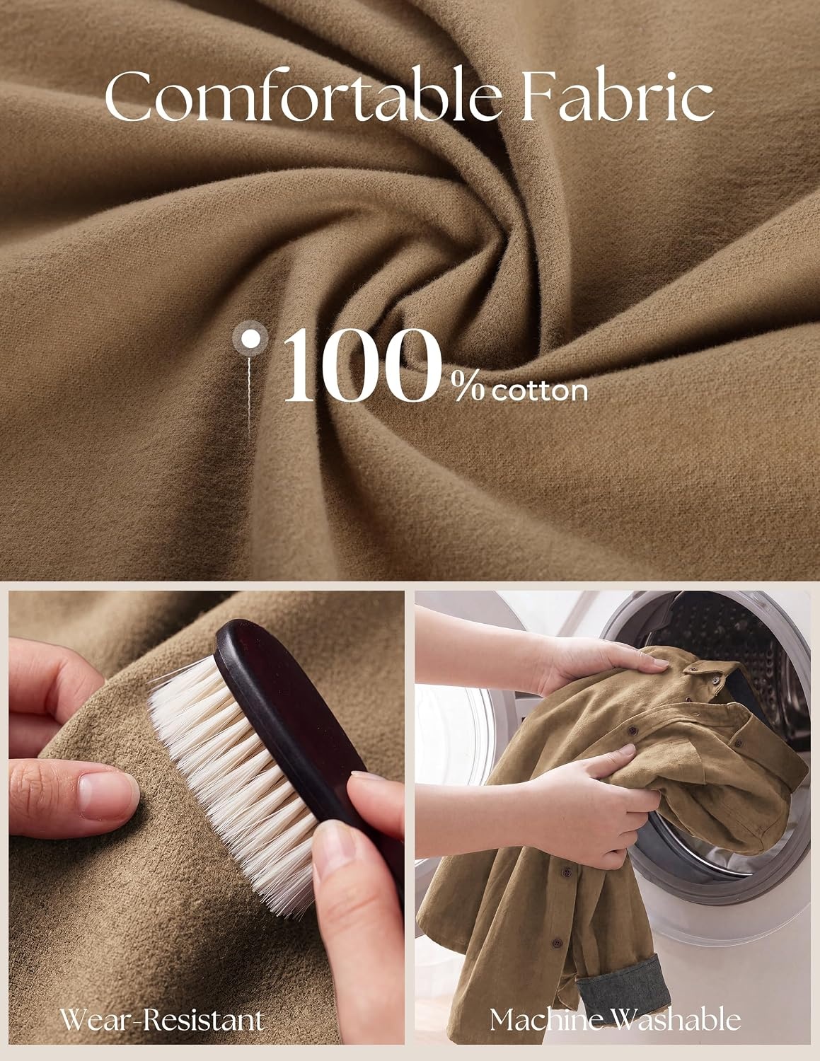 image:imagePJ PAUL JONES Mens Flannel Button Down Shirts 100 Brushed CottonLight Camel