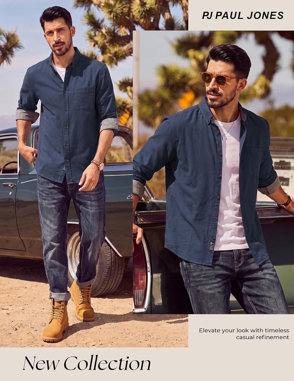 image:imagePJ PAUL JONES Mens Flannel Button Down Shirts 100 Brushed CottonRoyal Blue