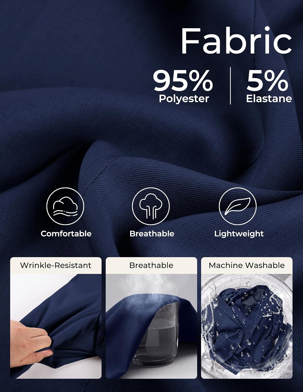 image:imagePJ PAUL JONES Suits for Men 3 Piece Classic Fit Suit Set Dress Tuxedo SuitDark Blue
