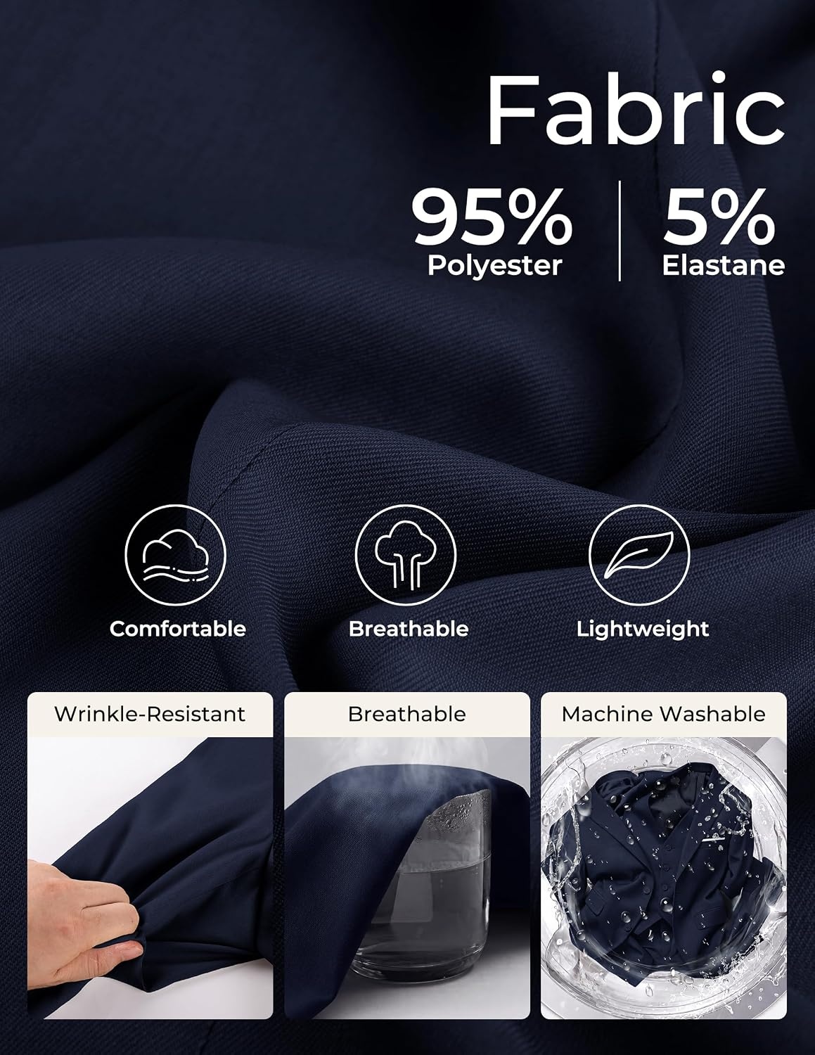 image:imagePJ PAUL JONES Suits for Men 3 Piece Classic Fit Suit Set Dress Tuxedo SuitNavy Blue