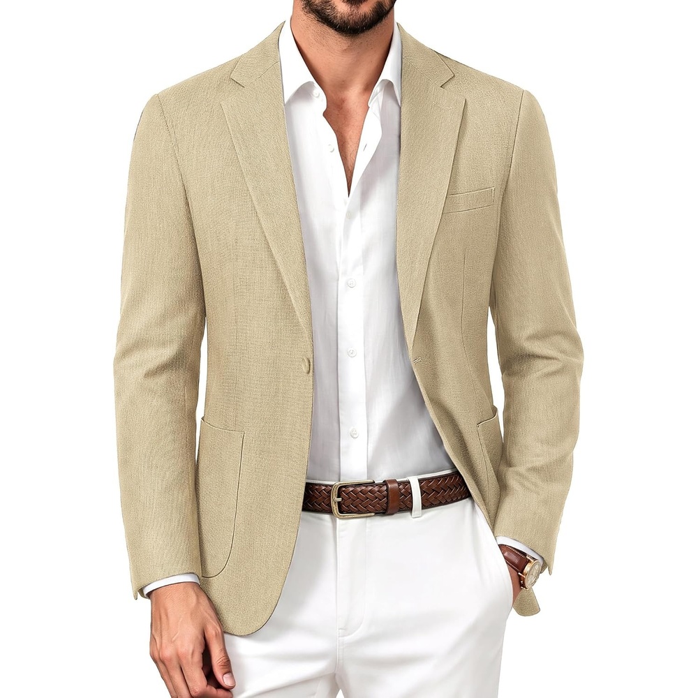 image:imagePJ PAUL JONES Casual Blazer for Men Lightweight Seamless Sport Coat JakcetKhaki