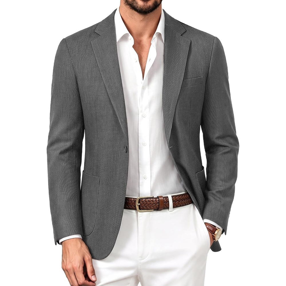 image:imagePJ PAUL JONES Casual Blazer for Men Lightweight Seamless Sport Coat JakcetMedium Gray