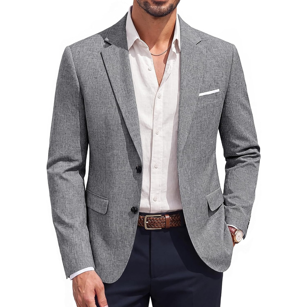 image:imagePJ PAUL JONES Mens Blazer Casual Lightweight Texture Sport Coat JacketFlower Gray