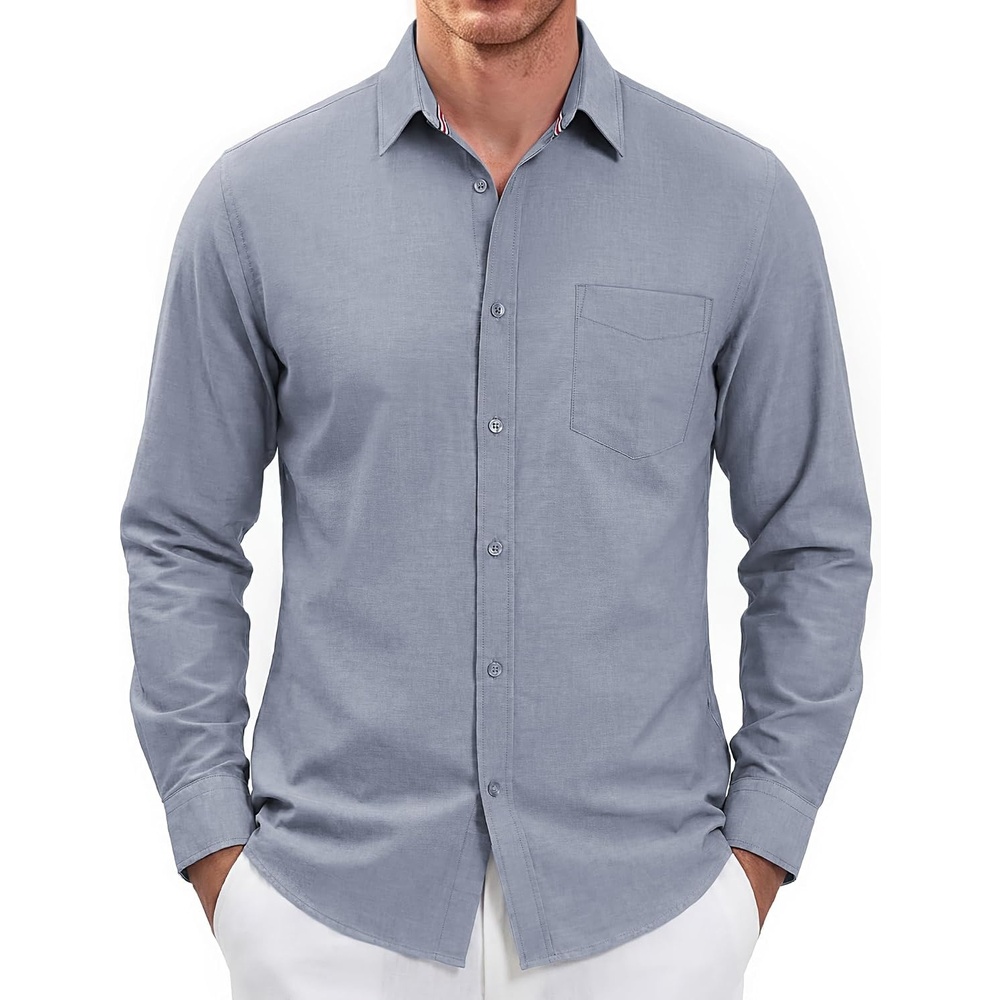 image:imagePJ PAUL JONES Mens Dress Shirts Casual Button Down Untucked Shirts for MenLake Blue