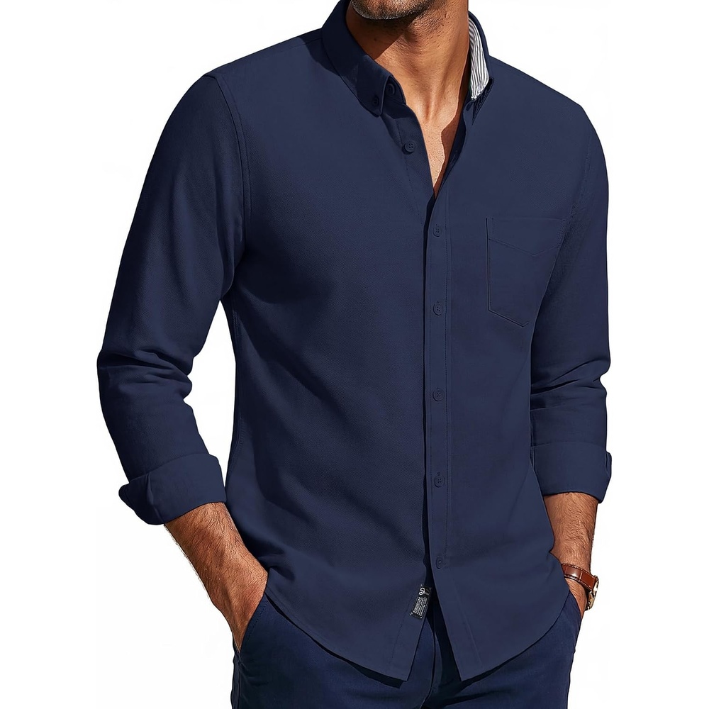 image:imagePJ PAUL JONES Mens Oxford Shirt Long Sleeve Button Down ShirtNavy Blue