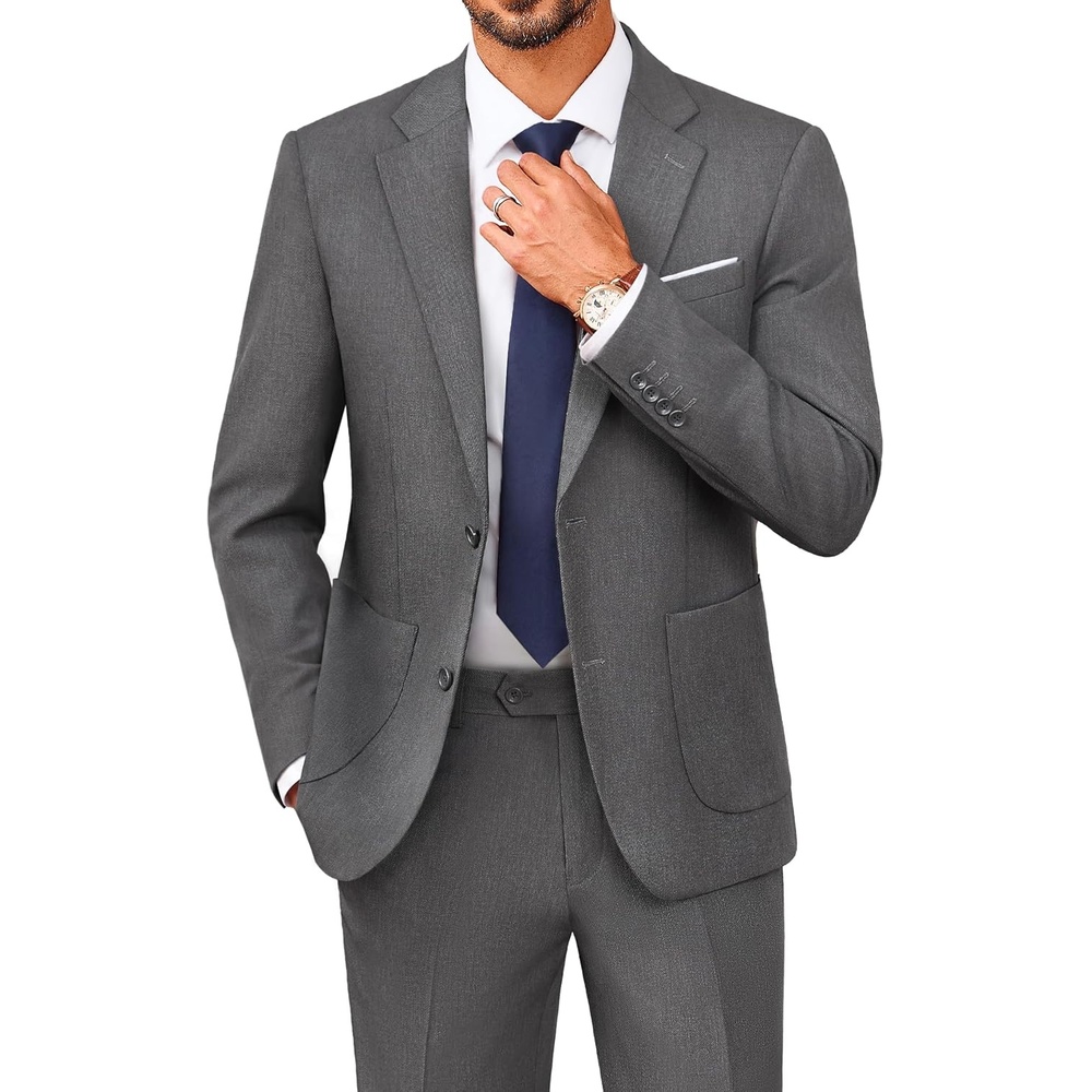 image:imagePJ PAUL JONES Mens Suit 2 Piece Classic Fit Suit Set Business Dress TuxedoDark Gray